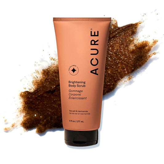 Acure Brightening Body Scrub – Peeling Körperpeeling mit Meersalz, Niacinamid & Tonerde für glatte, strahlende Haut (177 ml)