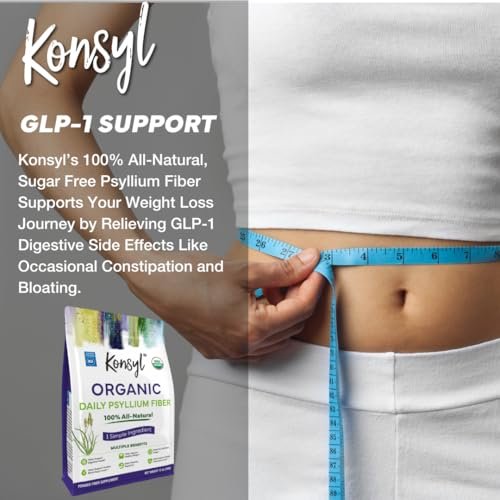 Konsyl USDA Bio-Flohsamenschalenpulver – 340g, 60 Portionen, ungesüßt, löslicher Ballaststoff für Verdauung und Darmgesundheit, zuckerfrei, keto- und veganfreundlich