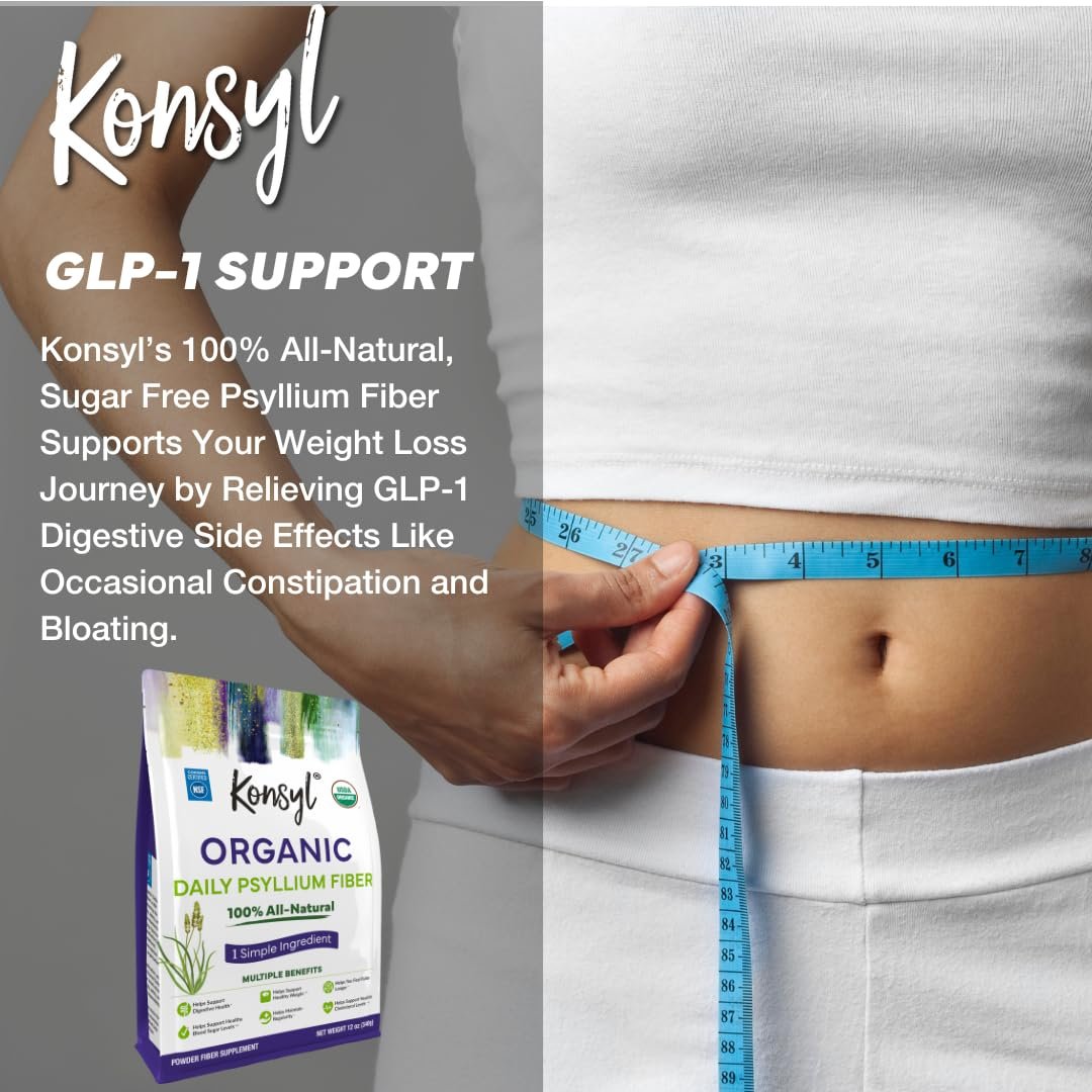Konsyl USDA Bio-Flohsamenschalenpulver – 340g, 60 Portionen, ungesüßt, löslicher Ballaststoff für Verdauung und Darmgesundheit, zuckerfrei, keto- und veganfreundlich
