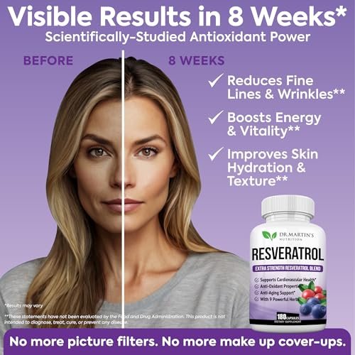 Extra Starkes Resveratrol 1568 mg – 180 Kapseln – 3 Monate Vorrat | Antioxidans Nahrungsergänzungsmittel | Natürliche Trans-Resveratrol-Pillen | Für Anti-Aging, Herzgesundheit, Immunsystem & Gehirnfunktion
