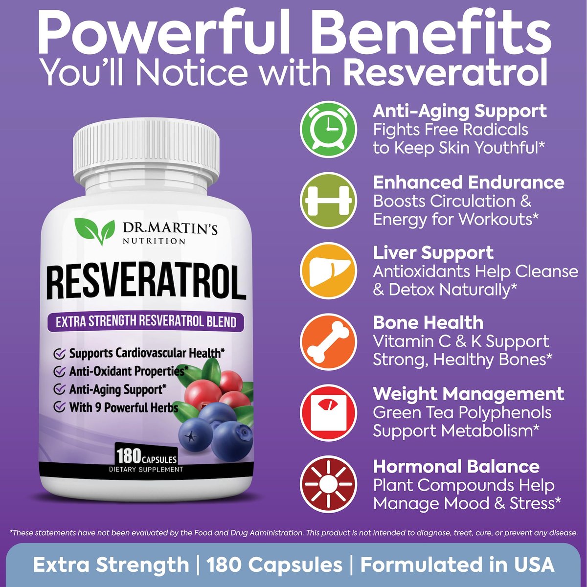 Extra Starkes Resveratrol 1568 mg – 180 Kapseln – 3 Monate Vorrat | Antioxidans Nahrungsergänzungsmittel | Natürliche Trans-Resveratrol-Pillen | Für Anti-Aging, Herzgesundheit, Immunsystem & Gehirnfunktion