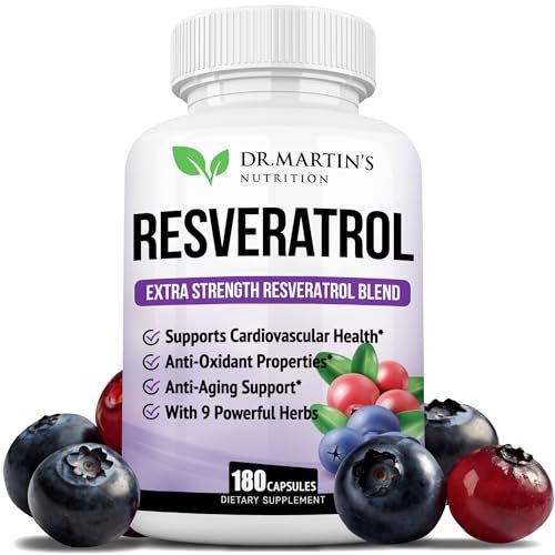 Extra Starkes Resveratrol 1568 mg – 180 Kapseln – 3 Monate Vorrat | Antioxidans Nahrungsergänzungsmittel | Natürliche Trans-Resveratrol-Pillen | Für Anti-Aging, Herzgesundheit, Immunsystem & Gehirnfunktion