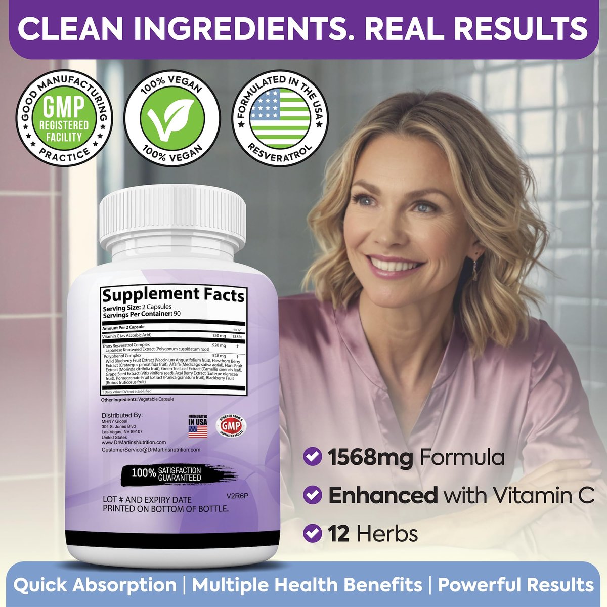 Extra Starkes Resveratrol 1568 mg – 180 Kapseln – 3 Monate Vorrat | Antioxidans Nahrungsergänzungsmittel | Natürliche Trans-Resveratrol-Pillen | Für Anti-Aging, Herzgesundheit, Immunsystem & Gehirnfunktion