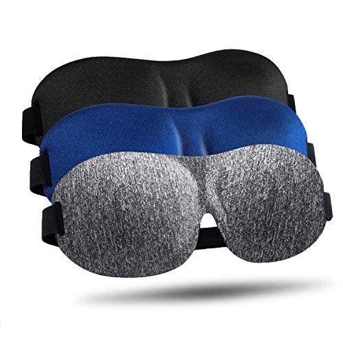 LKY DIGITAL Schlafmaske für Seitenschläfer 3er-Pack, 3D Augenmaske zum Schlafen, Schlafbrille für Männer Frauen - Grau, Blau & Schwarz