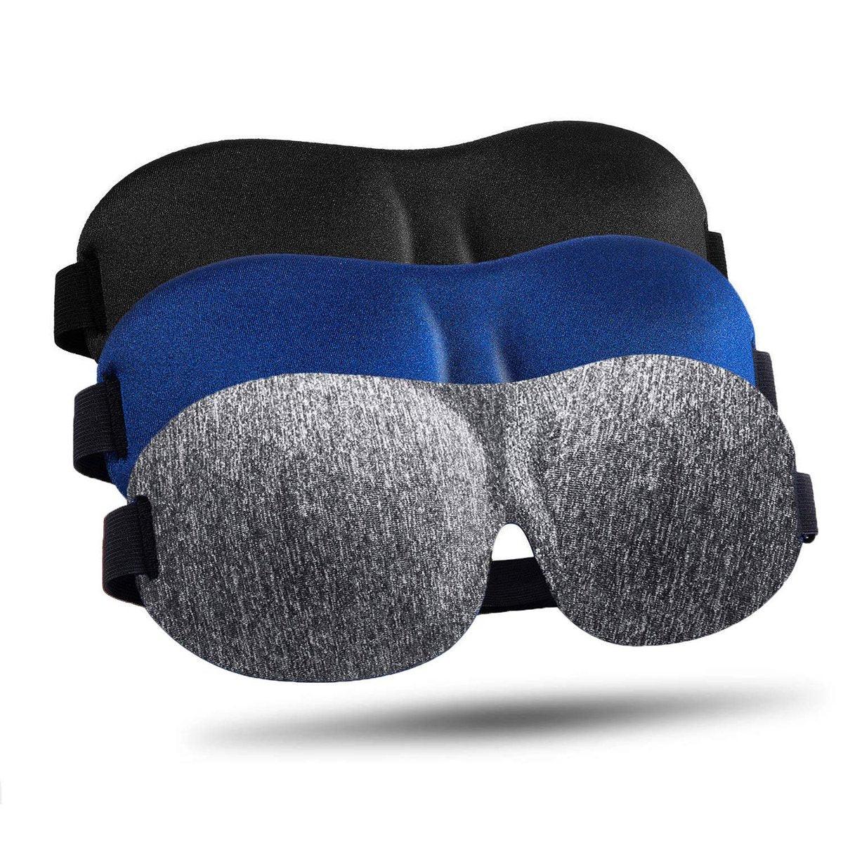 LKY DIGITAL Schlafmaske für Seitenschläfer 3er-Pack, 3D Augenmaske zum Schlafen, Schlafbrille für Männer Frauen - Grau, Blau & Schwarz