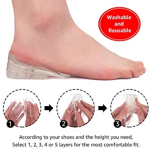 Dr.Foot Verstellbare 5-lagige Höhenverstellbare Einlegesohlen, Silikon-Fersenkissen-Einlagen für Damen und Herren, Gel-Fersenerhöhung für Beinlängendifferenz