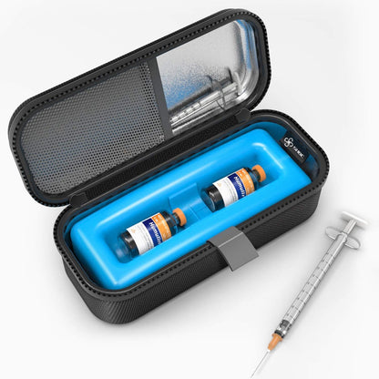 SHBC Medizinische Kühlbox für Insulinfläschchen – Reiseetui für Diabetiker mit Kühlpack, TSA-geprüft, Schwarz