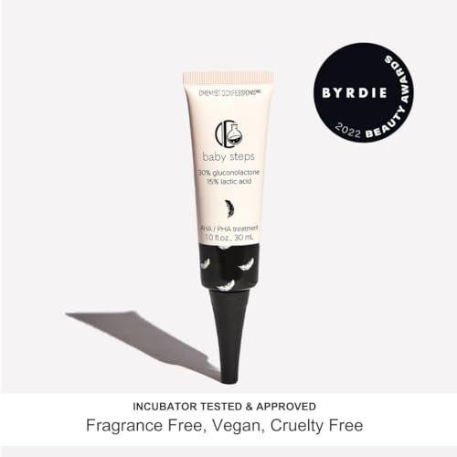 Chemist Confessions AHA/PHA Baby Steps Peeling Behandlung Gesichtsmaske & Booster – Gluconolacton & Milchsäure für glattere, strahlendere Haut – ideal für trockene und empfindliche Haut, 30 ml