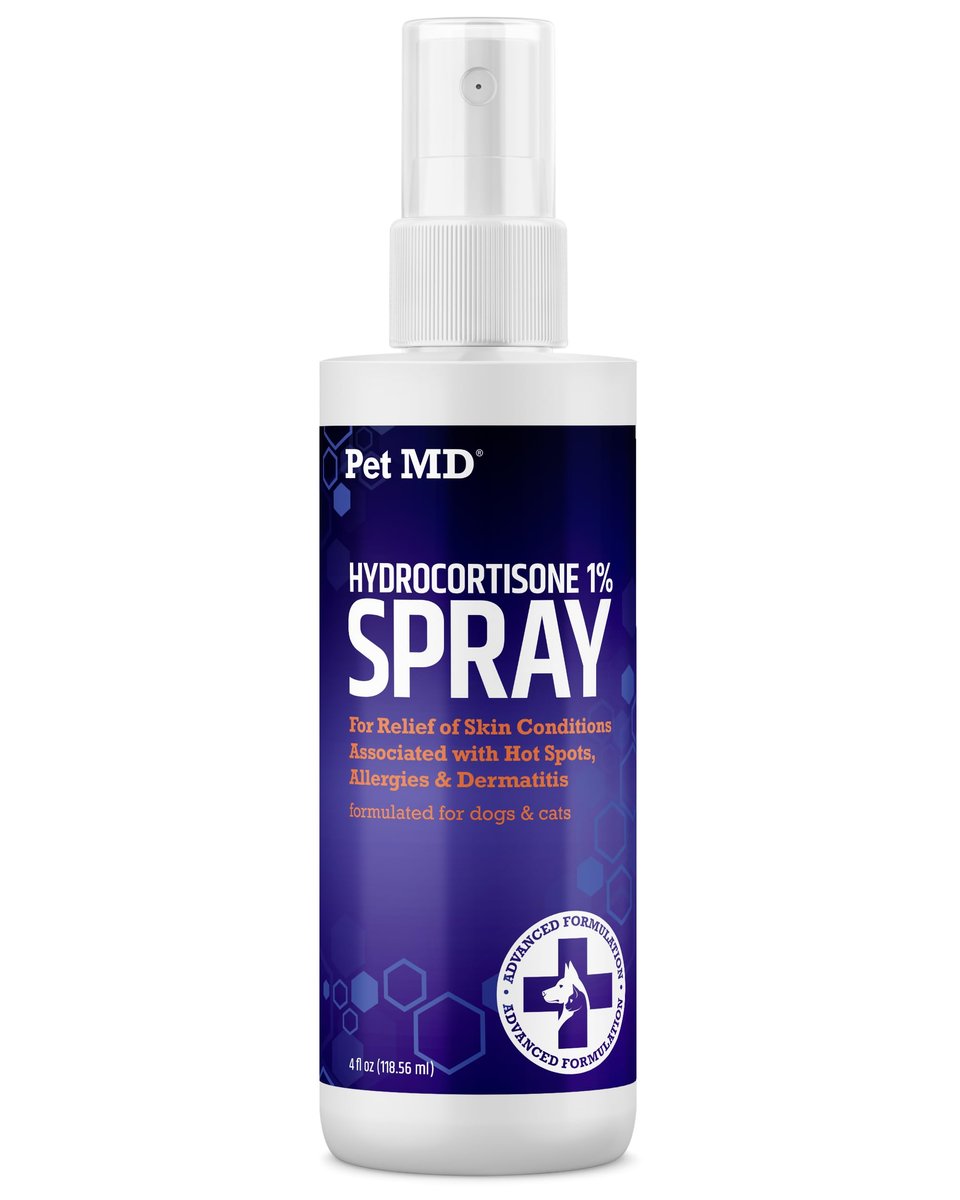 Pet MD Hydrocortison-Spray für Hunde, Katzen und Pferde – Juckreizlinderung & Hot-Spot-Behandlung bei trockener, juckender Haut, Allergien und Dermatitis – Reduziert oberflächliche Entzündungen – 118 ml