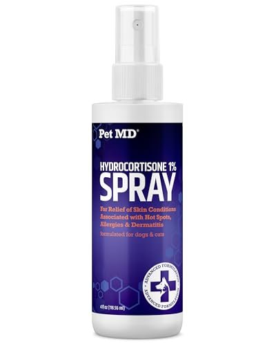 Pet MD Hydrocortison-Spray für Hunde, Katzen und Pferde – Juckreizlinderung & Hot-Spot-Behandlung bei trockener, juckender Haut, Allergien und Dermatitis – Reduziert oberflächliche Entzündungen – 118 ml