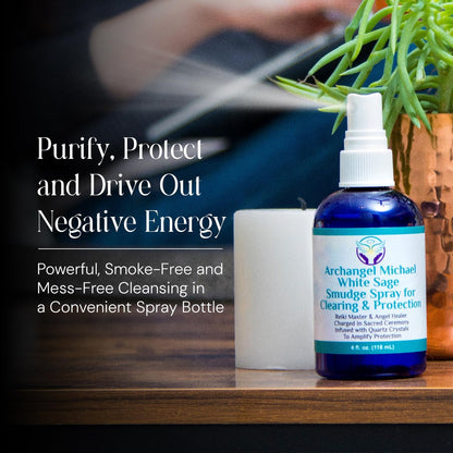 Heal the Masses Weißer Salbei Spray: Smudge Spray für Reinigung und Schutz – Rauchfreies Flüssig-Smudging mit Quarzkristallen – Negativität lösender Reinigungsnebel – 118 ml