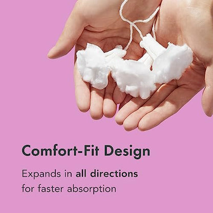 Rael Tampons mit schlankem Applikator und Bio-Baumwollkern, Multipack, reguläre und super Saugfähigkeit, BPA-frei, Leak Locker Technologie, unparfümiert, chlorfrei (40 Stück, Bundle)