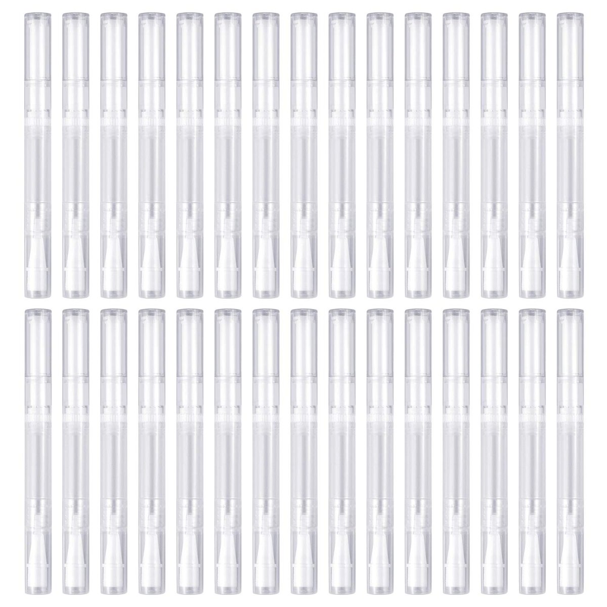 Awpeye 30er-Pack 3 ml Transparente Twist-Stifte, leere Nagelöl-Stiftbürsten, kosmetische Lipgloss-Behälter-Applikatoren