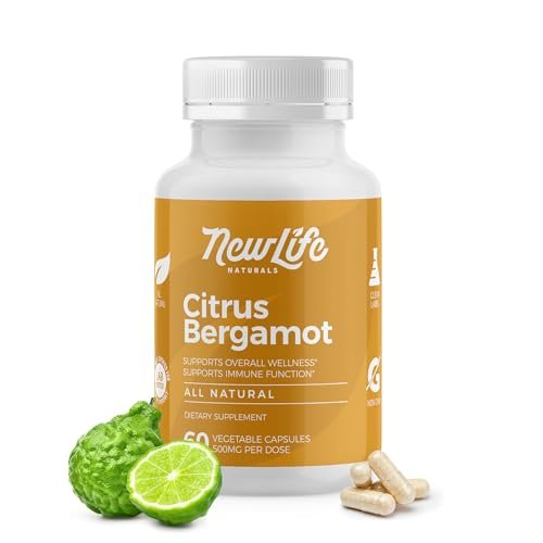 NewLife Naturals Citrus Bergamot Supplement 500 mg – Herzgesundheit & Wohlbefinden – Reiner Extrakt – 60 vegane Kapseln