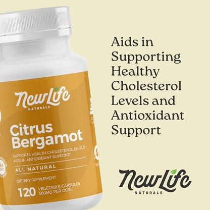 NewLife Naturals Citrus Bergamot Supplement 500 mg – Herzgesundheit & Wohlbefinden – Reiner Extrakt – 60 vegane Kapseln