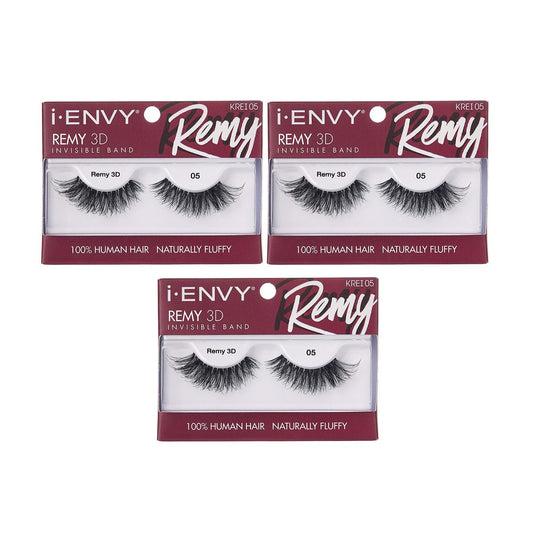 i•ENVY Remy False Eyelashes 3D Kollektion – Unsichtbares Band, 100% Echthaar Wimpern (3er Pack)