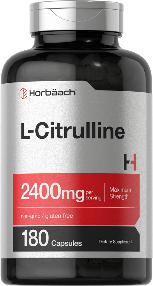 Horbaach L-Citrullin Kapseln für Männer und Frauen | 2400 mg | 180 Kapseln | Höchste Dosierung und freie Form | Non-GMO, Glutenfrei
