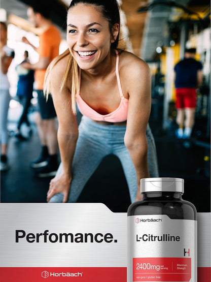 Horbaach L-Citrullin Kapseln für Männer und Frauen | 2400 mg | 180 Kapseln | Höchste Dosierung und freie Form | Non-GMO, Glutenfrei