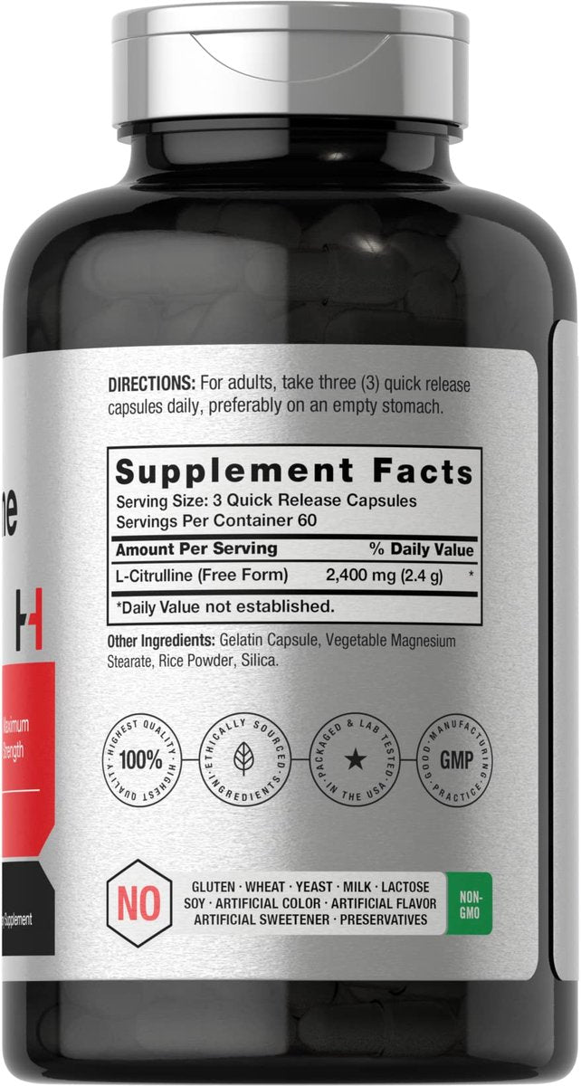 Horbaach L-Citrullin Kapseln für Männer und Frauen | 2400 mg | 180 Kapseln | Höchste Dosierung und freie Form | Non-GMO, Glutenfrei