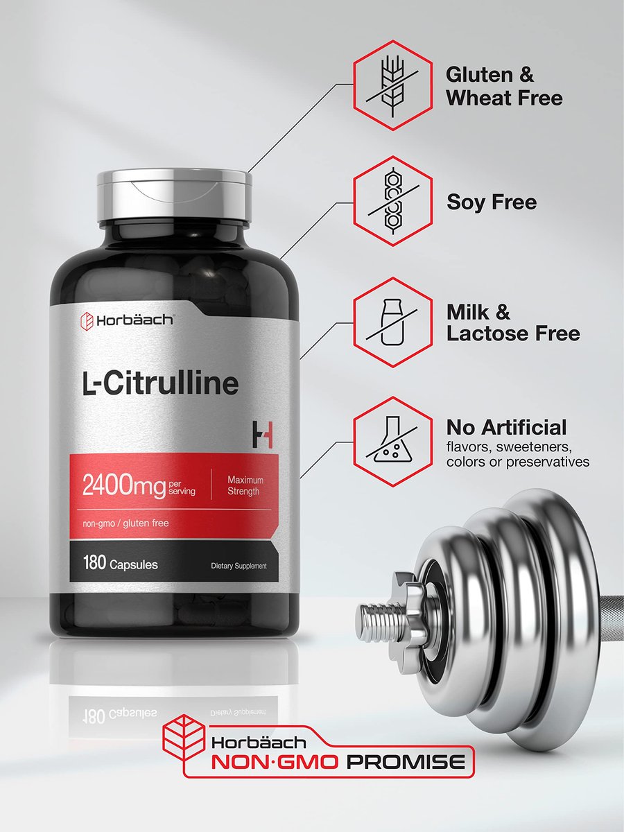 Horbaach L-Citrullin Kapseln für Männer und Frauen | 2400 mg | 180 Kapseln | Höchste Dosierung und freie Form | Non-GMO, Glutenfrei