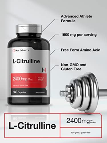 Horbaach L-Citrullin Kapseln für Männer und Frauen | 2400 mg | 180 Kapseln | Höchste Dosierung und freie Form | Non-GMO, Glutenfrei