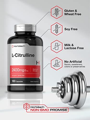 Horbaach L-Citrullin Kapseln für Männer und Frauen | 2400 mg | 180 Kapseln | Höchste Dosierung und freie Form | Non-GMO, Glutenfrei