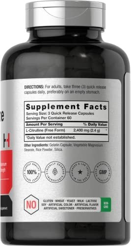 Horbaach L-Citrullin Kapseln für Männer und Frauen | 2400 mg | 180 Kapseln | Höchste Dosierung und freie Form | Non-GMO, Glutenfrei