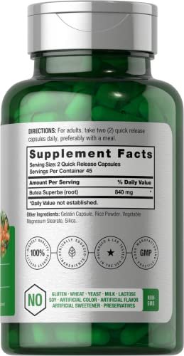 Horbäach Butea Superba Root 840mg – 90 Kapseln | für die männliche Leistungsfähigkeit | Non-GMO, glutenfrei