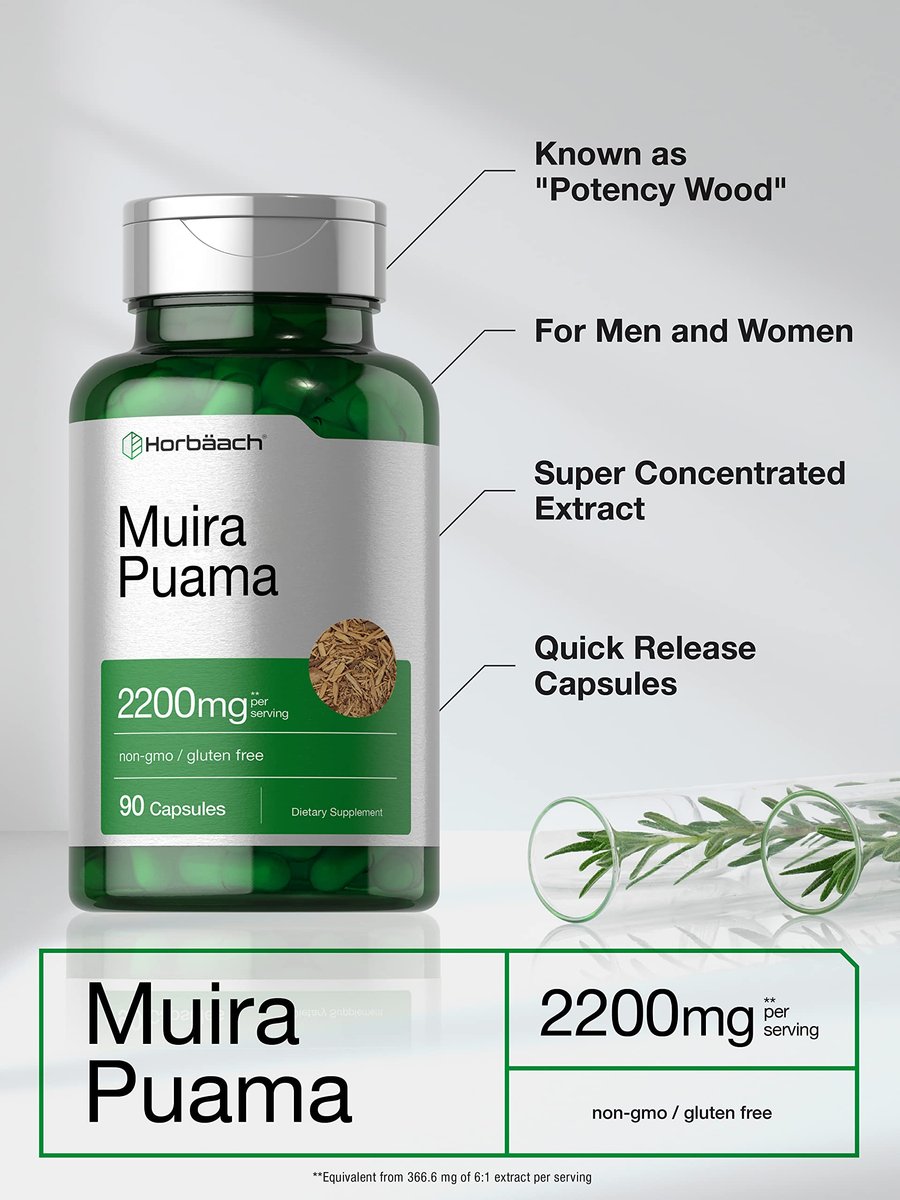 Horbäach Muira Puama Wurzelextrakt | 90 Kapseln | Non GMO, Glutenfrei