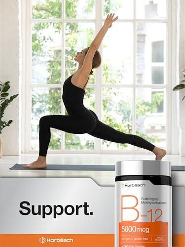 Horbäach B12 Vitamin 5000 mcg | 120 Schmelztabletten | Sublinguales Methylcobalamin | Natürlicher Beerengeschmack | Vegan, Non-GMO & Glutenfrei