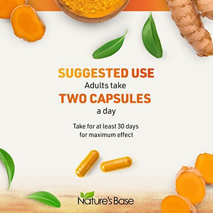 Nature's Base Kurkuma und Ingwer Kapseln mit Curcumin, Apfelessig und BioPerin Schwarzer Pfeffer Extrakt - 95% Curcuminoide - 60 Kapseln