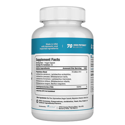 Nature's Base Probiotika 70 Milliarden KBE - 10 Stämme inkl. Lactobacillus Plantarum & Lactobacillus Acidophilus - Präbiotika für die Verdauungsgesundheit von Frauen und Männern - 30 Kapseln