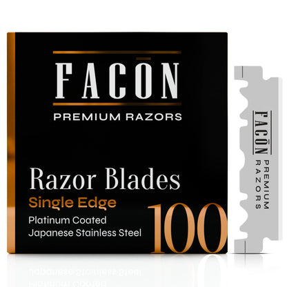 Facón Einweg-Rasierklingen für Rasiermesser – 100 Stück, Platin-Japanischer Edelstahl für eine glatte & präzise Rasur