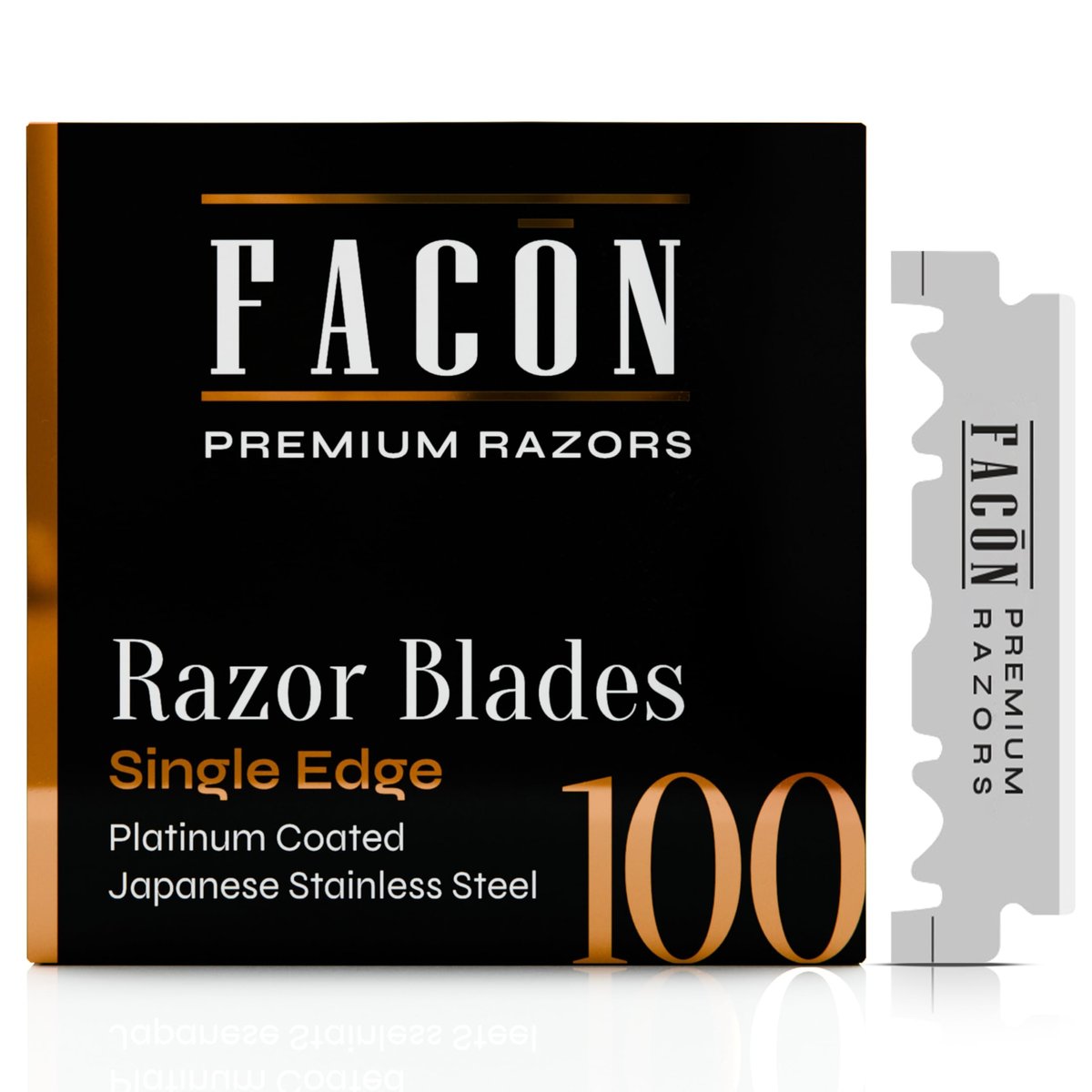 Facón Einweg-Rasierklingen für Rasiermesser – 100 Stück, Platin-Japanischer Edelstahl für eine glatte & präzise Rasur