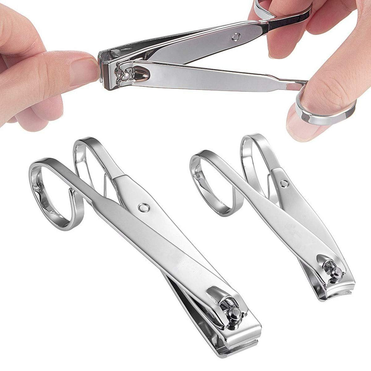 KRISMYA Nagelknipser Set – EZ Griff Nagelknipser für Finger- und Fußnägel, Kohlenstoffstahl, 2-teilig (klein & groß), mit Metallbox, ideal für Senioren