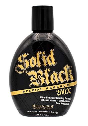 Millennium Solid Black Special Reserve 200X Bräunungslotion – Indoor & Outdoor mit fortschrittlichem Silikon-Bronzer, Tattoo-Schutz – Bräunungslotion für Männer & Frauen – 13,5 oz