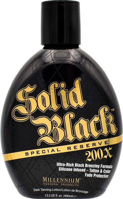 Millennium Solid Black Special Reserve 200X Bräunungslotion – Indoor & Outdoor mit fortschrittlichem Silikon-Bronzer, Tattoo-Schutz – Bräunungslotion für Männer & Frauen – 13,5 oz