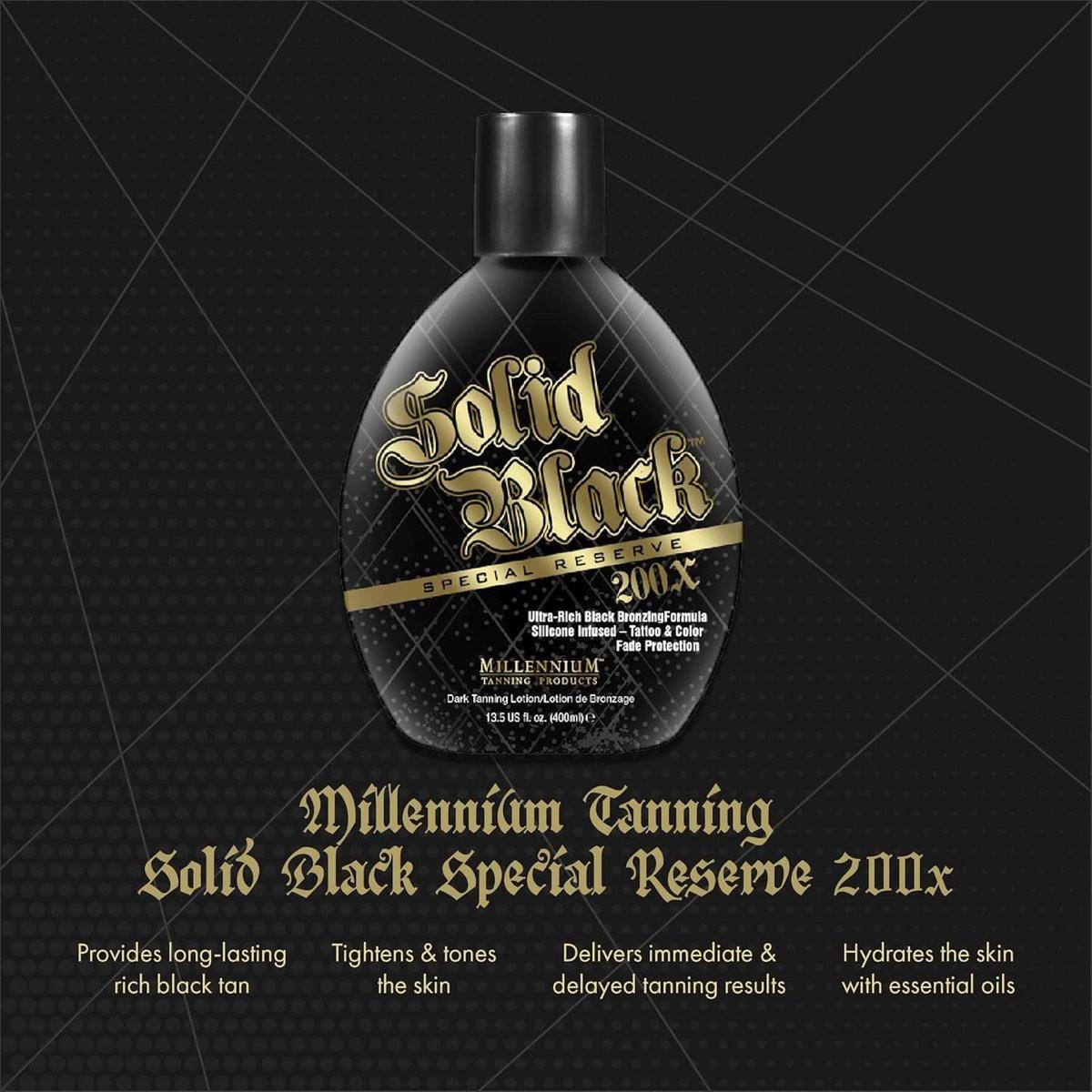 Millennium Solid Black Special Reserve 200X Bräunungslotion – Indoor & Outdoor mit fortschrittlichem Silikon-Bronzer, Tattoo-Schutz – Bräunungslotion für Männer & Frauen – 13,5 oz