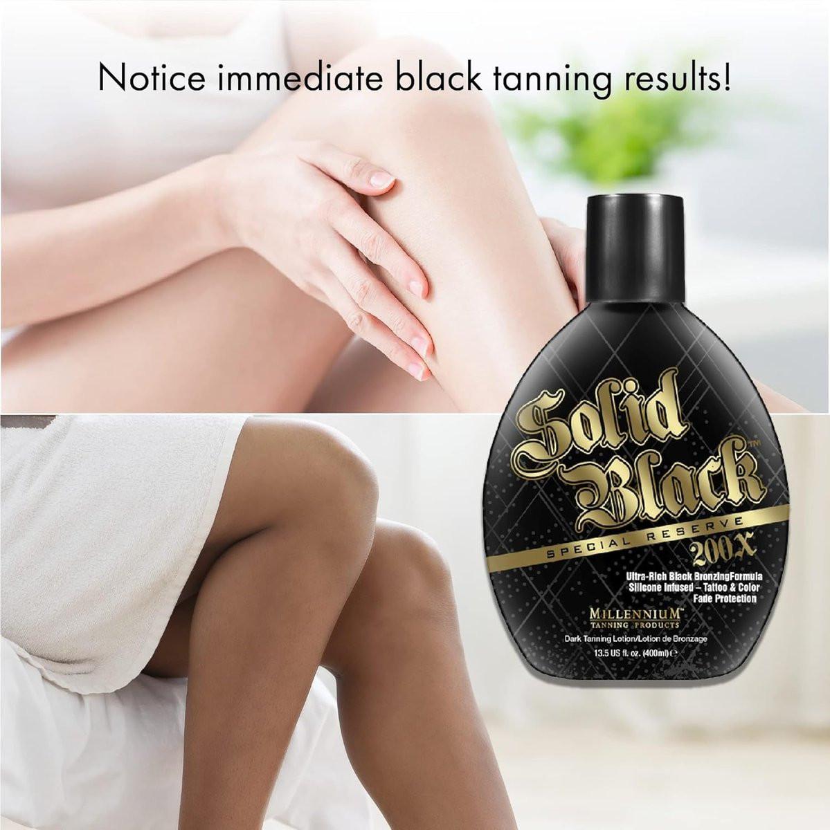 Millennium Solid Black Special Reserve 200X Bräunungslotion – Indoor & Outdoor mit fortschrittlichem Silikon-Bronzer, Tattoo-Schutz – Bräunungslotion für Männer & Frauen – 13,5 oz