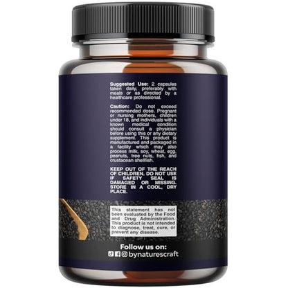 Vegane Schwarzkümmelöl Kapseln – Kaltgepresstes Nigella Sativa Schwarzkümmelsamenöl mit Omega 3 6 9, Antioxidantien & Thymochinon für Haarwachstum, Immununterstützung, Gelenkgesundheit und Verdauung – 60 Stück