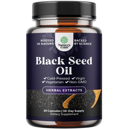 Vegane Schwarzkümmelöl Kapseln – Kaltgepresstes Nigella Sativa Schwarzkümmelsamenöl mit Omega 3 6 9, Antioxidantien & Thymochinon für Haarwachstum, Immununterstützung, Gelenkgesundheit und Verdauung – 60 Stück