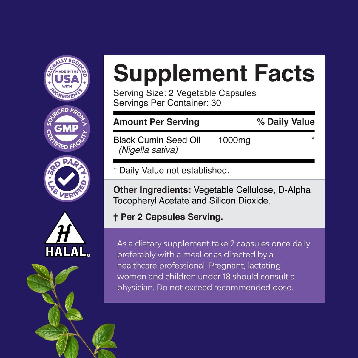Vegane Schwarzkümmelöl Kapseln – Kaltgepresstes Nigella Sativa Schwarzkümmelsamenöl mit Omega 3 6 9, Antioxidantien & Thymochinon für Haarwachstum, Immununterstützung, Gelenkgesundheit und Verdauung – 60 Stück