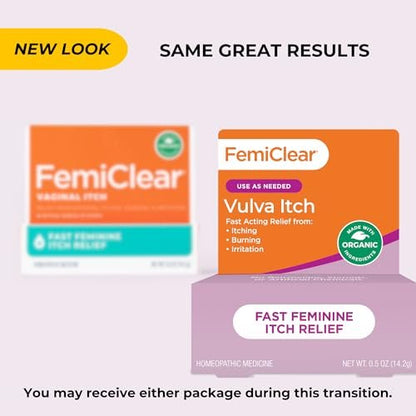 FemiClear Vaginale Juckreizlinderung – Schnelle Linderung bei äußerem Juckreiz – Hergestellt mit natürlichen & Bio-Inhaltsstoffen – 0,5 oz Tube