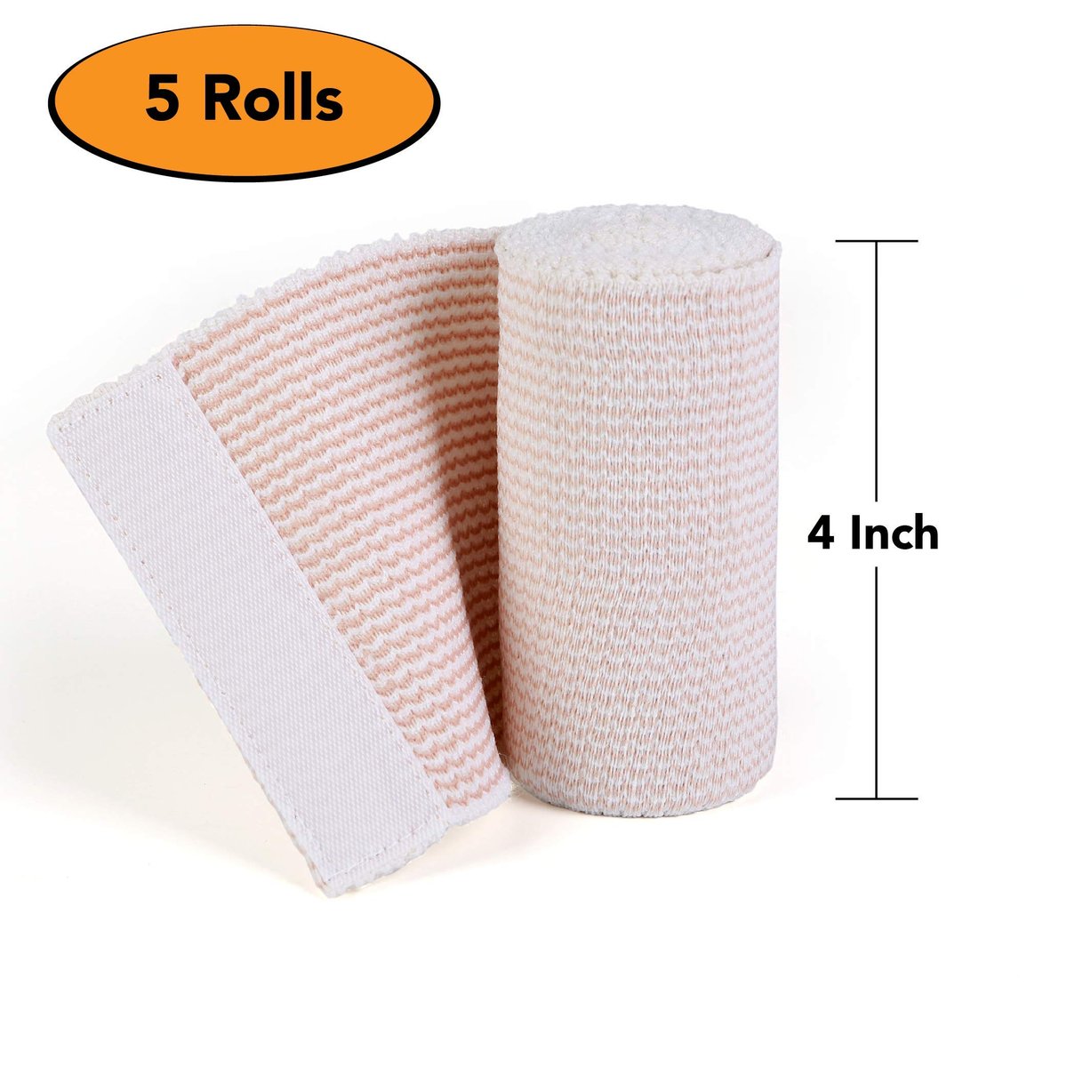 Hospora Dicke, Latexfreie Kompressions-Elastikbinde aus Baumwolle (10 cm, 5 Rollen)