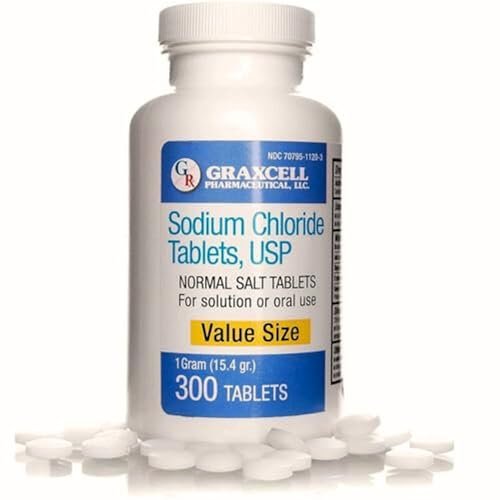 Natriumchlorid-Tabletten 1g | Elektrolytsalz bei POTS-Syndrom und Dysautonomie | Schnelle Rehydrierung | 300 Tabletten | Hergestellt in den USA