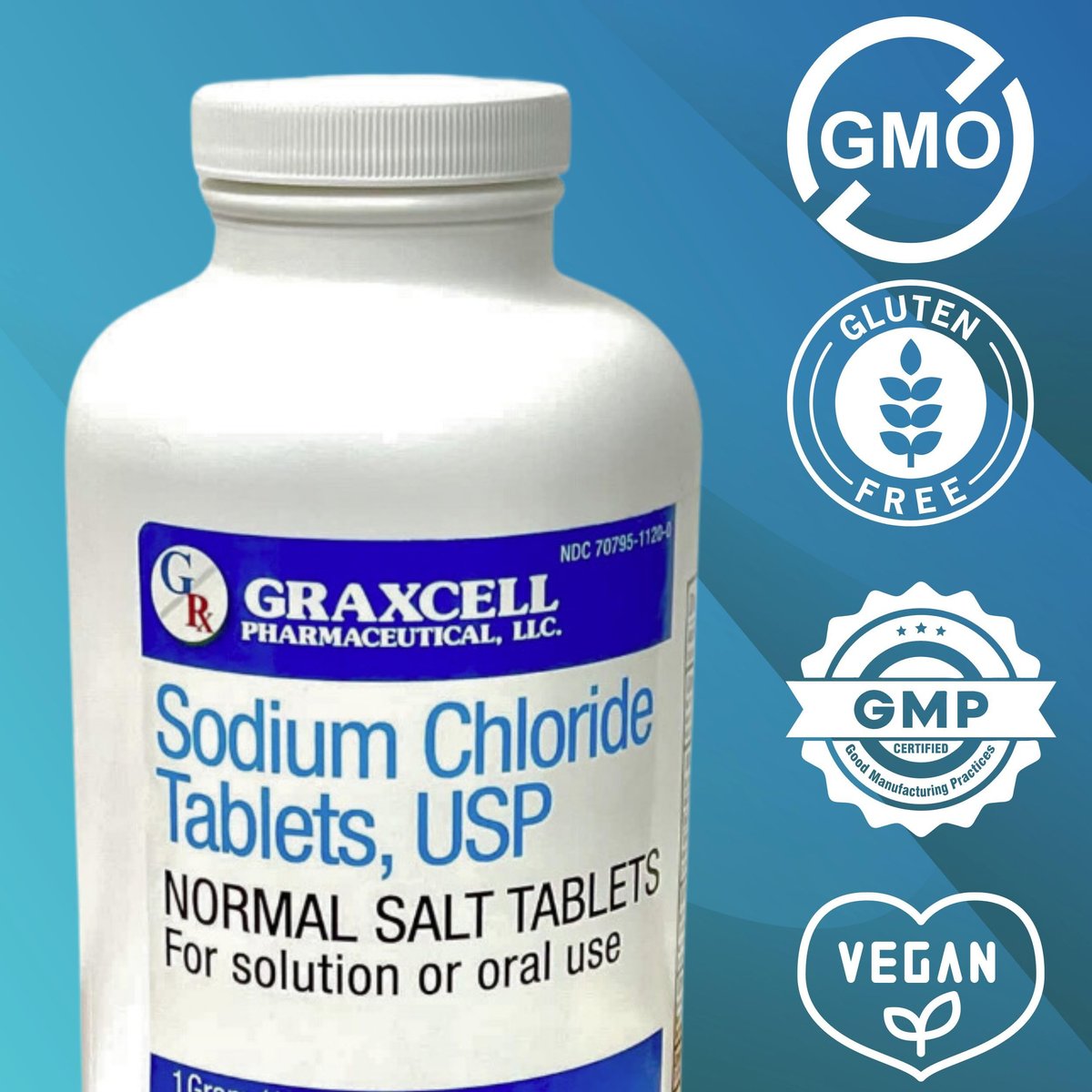 Natriumchlorid-Tabletten 1g | Elektrolytsalz bei POTS-Syndrom und Dysautonomie | Schnelle Rehydrierung | 300 Tabletten | Hergestellt in den USA