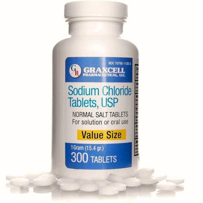 Natriumchlorid-Tabletten 1g | Elektrolytsalz bei POTS-Syndrom und Dysautonomie | Schnelle Rehydrierung | 300 Tabletten | Hergestellt in den USA