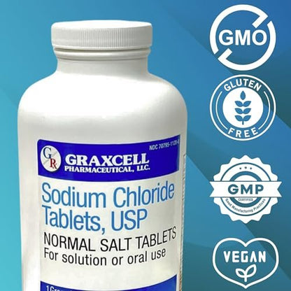 Natriumchlorid-Tabletten 1g | Elektrolytsalz bei POTS-Syndrom und Dysautonomie | Schnelle Rehydrierung | 300 Tabletten | Hergestellt in den USA