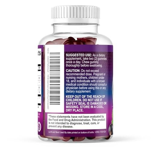 Holunder Gummibärchen zur Immununterstützung – Holunderextrakt Sambucus Nigra – Schwarzer Holunder Vitaminpräparat – Natürliche, tägliche Immununterstützung für Kinder & Erwachsene – Leckerer Beerengeschmack – 60 Gummibärchen