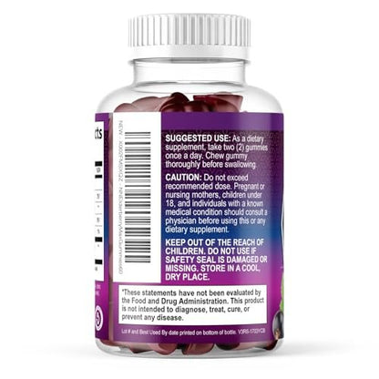 Holunder Gummibärchen zur Immununterstützung – Holunderextrakt Sambucus Nigra – Schwarzer Holunder Vitaminpräparat – Natürliche, tägliche Immununterstützung für Kinder & Erwachsene – Leckerer Beerengeschmack – 60 Gummibärchen